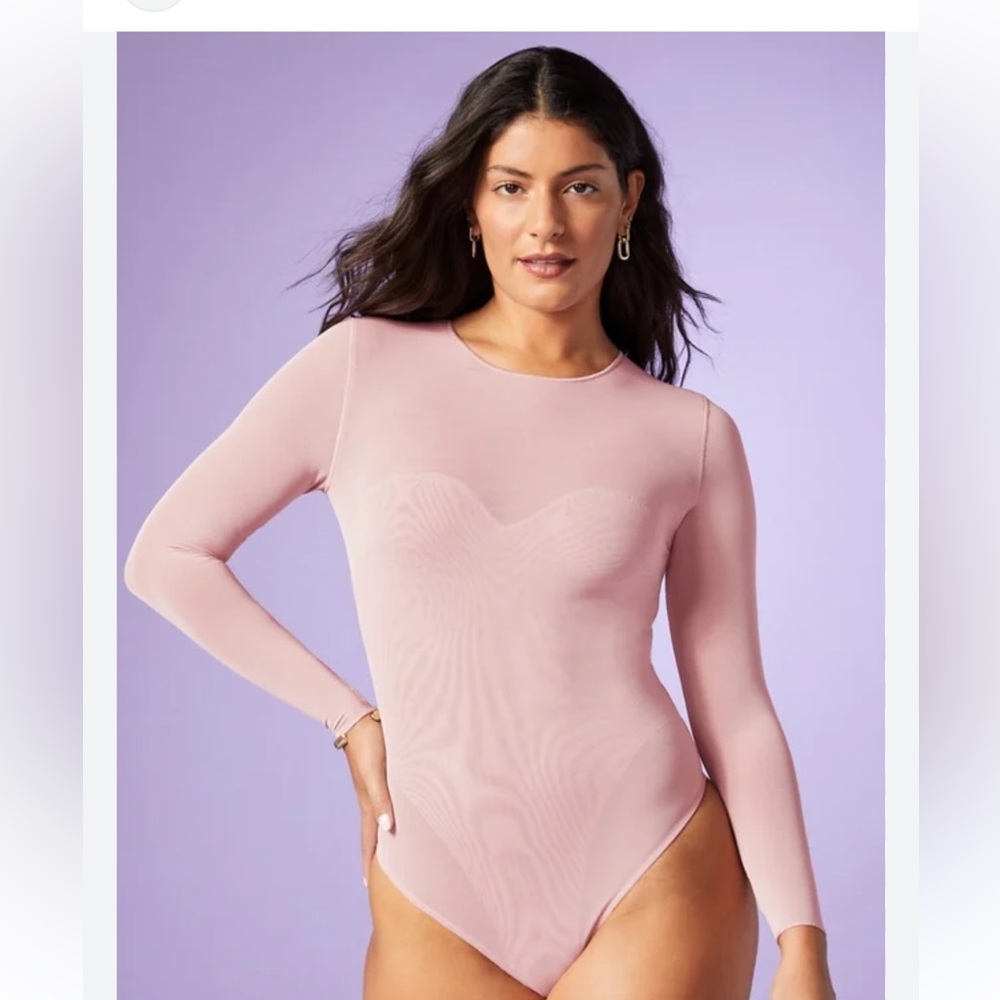 YITTY by Lizzie Mesh Me Smoothing Sleeved Thong Bodysuit